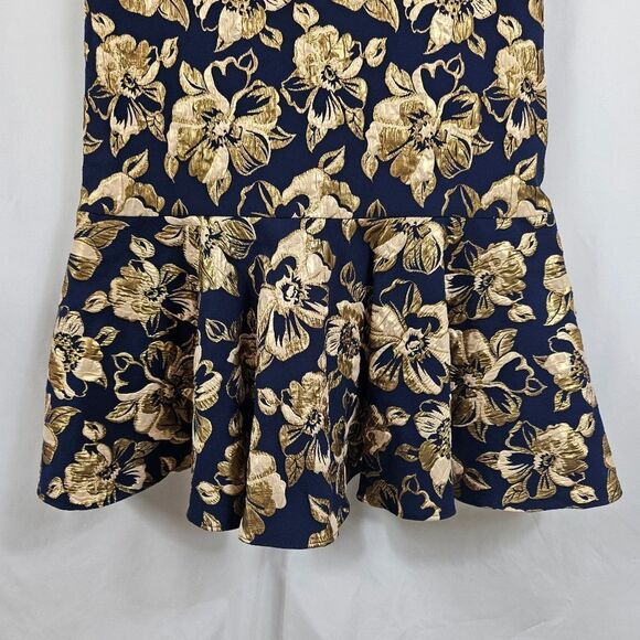 Shoshanna Florin Brocade Mermaid Cocktail Dress in Navy - Size 4 - Picture 6 of 8